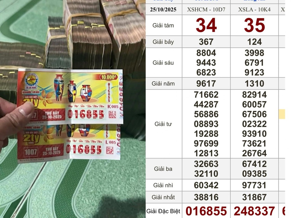 彩票代理商为中得10月25日开奖的南部彩票头奖的中奖者兑奖。