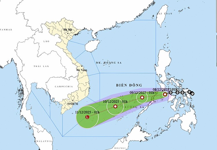 热带低压的位置和路径。图：thoitietvietnam.gov.vn