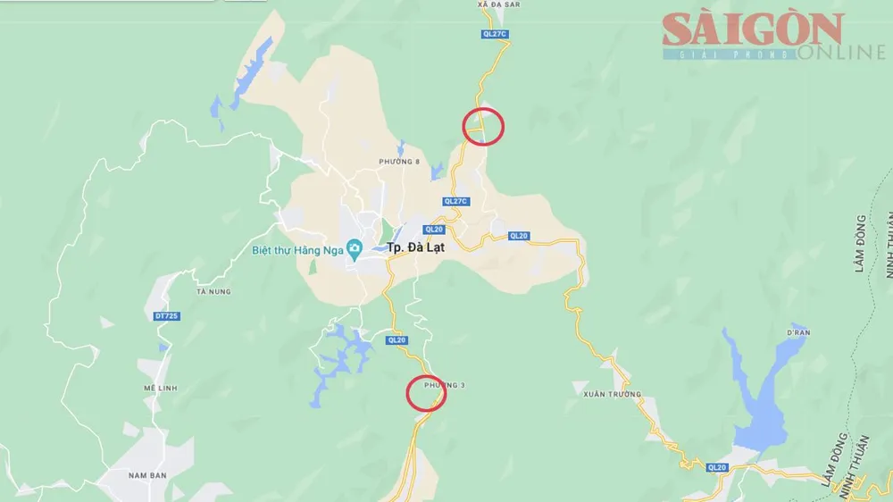 Khu vực quy hoạch xây dựng 2 bãi đậu xe (khoanh tròn) Khu vực quy hoạch xây dựng 2 bãi đậu xe (khoanh tròn)