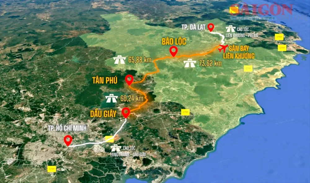 Sơ đồ hướng tuyến cao tốc Tân Phú - Bảo Lộc trong hệ thống cao tốc nối từ TPHCM đi Đà Lạt 111.jpeg