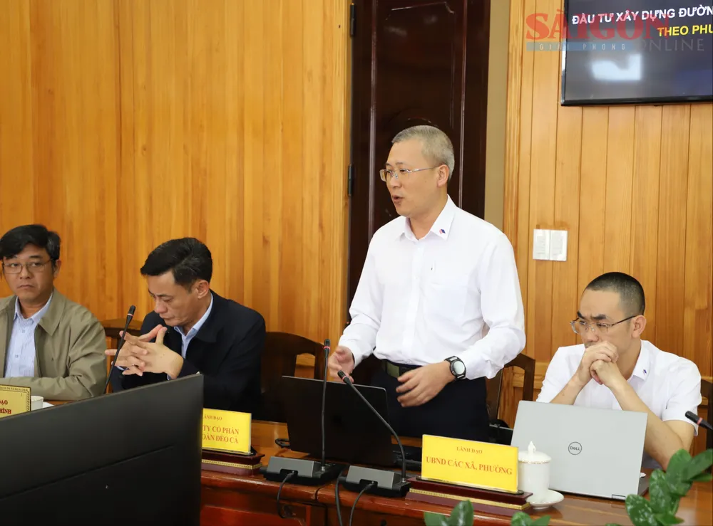 Ông Lê Quỳnh Mai, Phó Chủ tịch HĐQT Công ty cổ phần Tập đoàn Đèo Cả kiến nghị tại buổi làm việc. Ảnh: ĐOÀN KIÊN IMG_2659.JPG