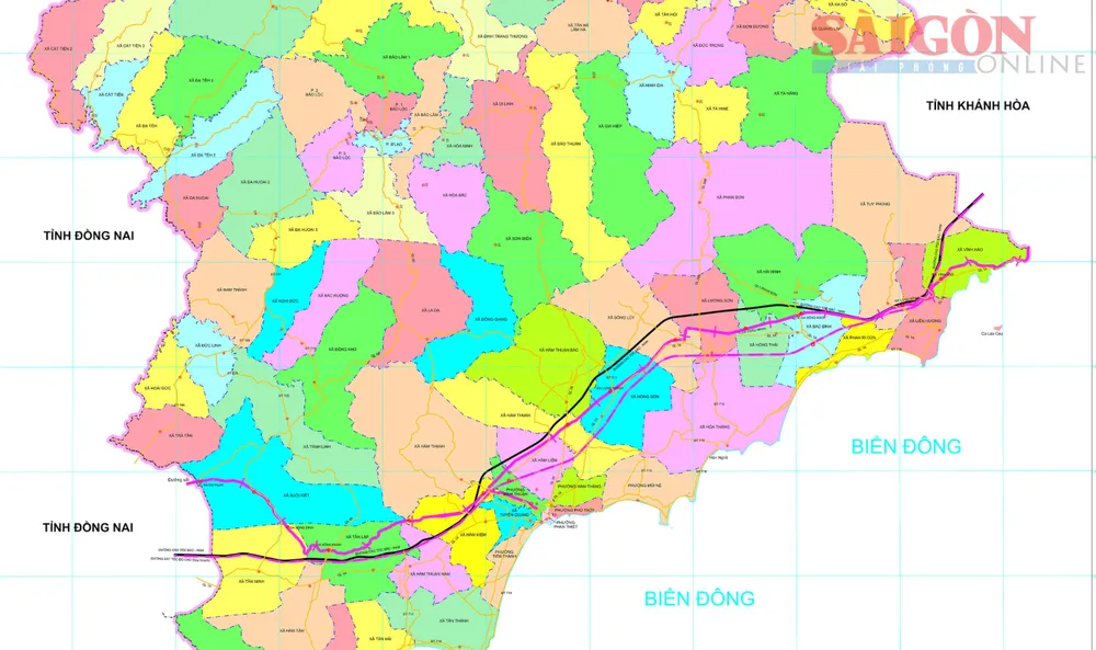 Tuyến đường sắt tốc độ cao trên trục Bắc – Nam qua tỉnh Lâm Đồng (màu đen) Screenshot 2025-08-08 at 16.46.15.png