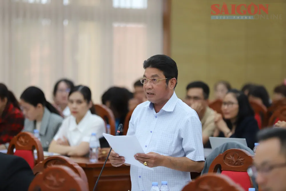 Đại diện doanh nghiệp phát biểu tại hội nghị. Ảnh: ĐOÀN KIÊN IMG_3940.JPG