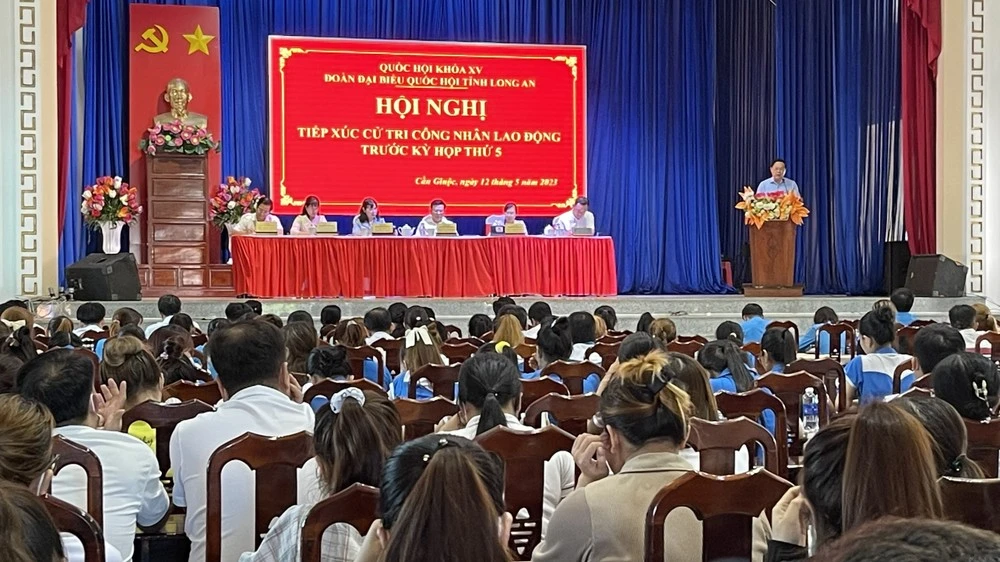 Đại biểu Quốc hội ở tỉnh Long An tiếp xúc 200 cử tri là công nhân lao động năm 2023. Ảnh tư liệu IMG_8224.jpeg