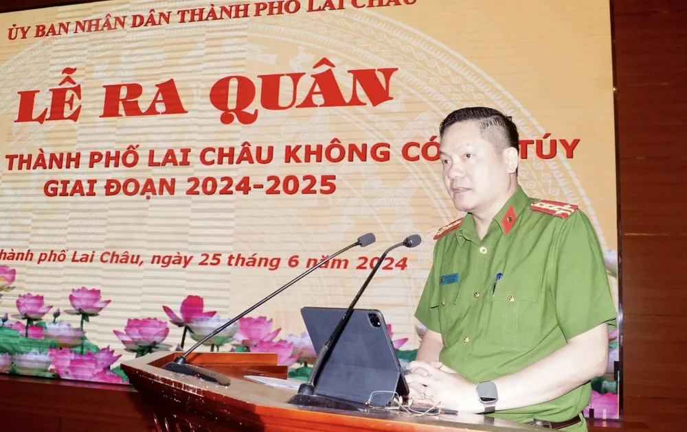 Đại tá Phạm Hải Đăng, Phó Giám đốc Công an tỉnh Lai Châu, phát biểu IMG_0132.jpeg