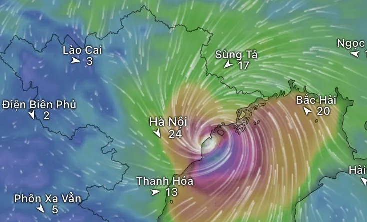 Mô hình của ECMWF dự báo vị trí bão số 9 vào chiều 25-9. Nguồn: WINDY IMG_2488.jpeg