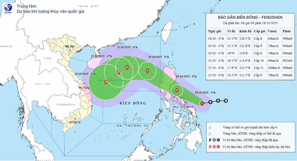 Bão Phong Thần khi vào Biển Đông có thể bị không khí lạnh đẩy xuống (mô hình dự báo vào sáng 18-10 của Trung tâm Dự báo khí tượng - thủy văn quốc gia) IMG_3758.png