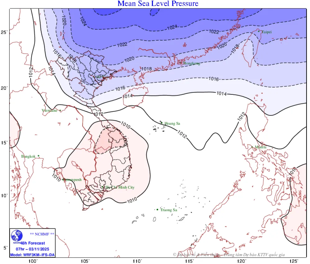 Peta prakiraan gelombang udara dingin dan jangkauan dampaknya, diperbarui pada pagi hari tanggal 2 November menurut Pusat Prakiraan Hidro-Meteorologi Nasional IMG_4002.png