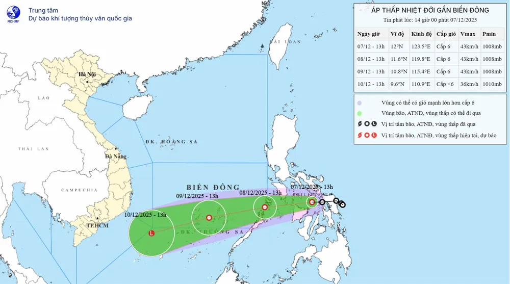 Plats för tropiskt lågtryck enligt kartan på eftermiddagen den 7 december från National Center for Hydro-Meteorological Forecasting IMG_4694.jpeg
