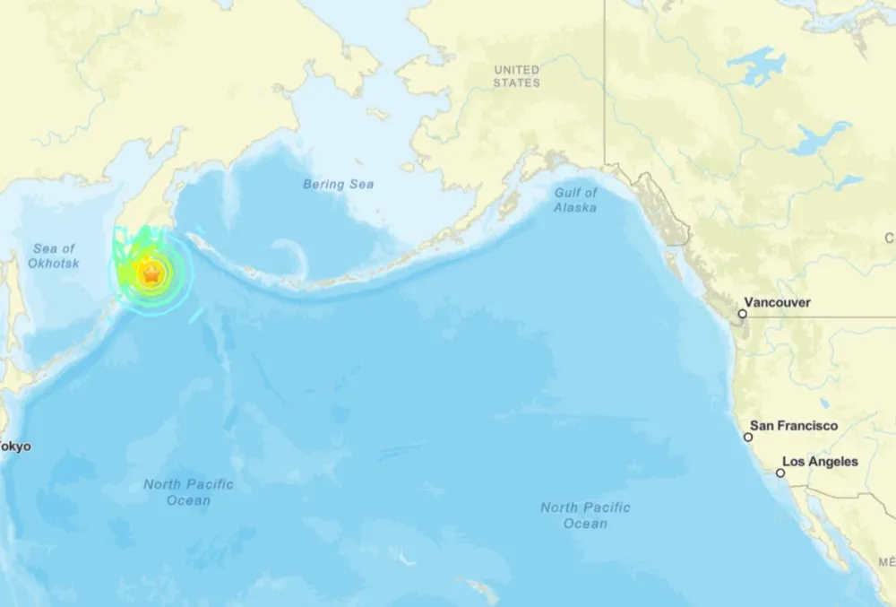 Bản đồ khu vực xảy ra động đất. Ảnh: USGS Screenshot 2025-07-30 131548.png