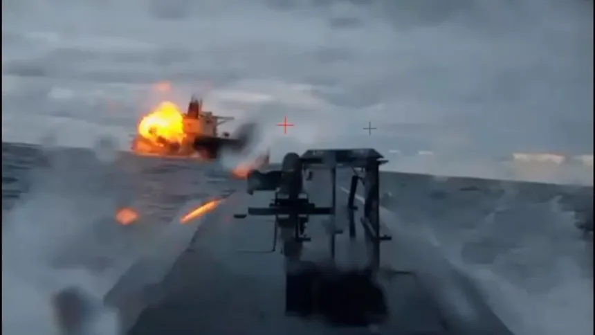 Ảnh chụp màn hình vụ tấn công trên biển Đen. Ảnh: CNN