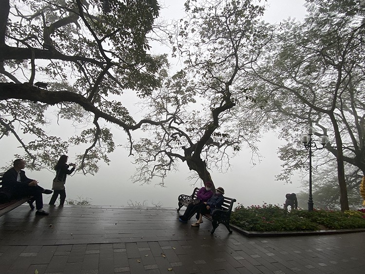  北部清晨出现轻雾。