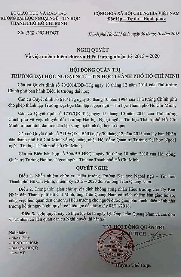 Đề nghị miễn nhiệm hiệu trưởng sử dụng bằng chưa được công nhận ảnh 2