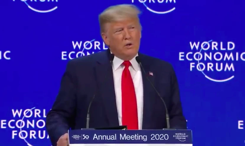 Ông Donald Trump tham dự hội nghị thường niên của Diễn đàn Kinh tế thế giới (WEF) vào năm 2020. Ảnh từ video của WEF