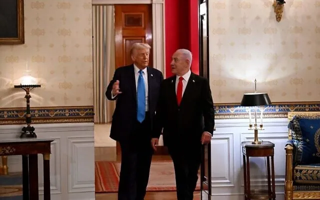 Tổng thống Mỹ Donald Trump và Thủ tướng Israel Benjamin Netanyahu tại Nhà Trắng. Ảnh: AVIN OHAYON/GPO 1.jpeg