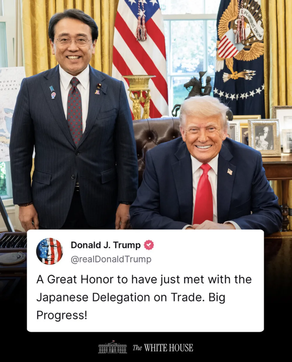 Tổng thống Mỹ Donald Trump thông báo gặp đoàn đàm phán thuế quan của Nhật Bản tại Nhà Trắng trên mạng xã hội Truth Social. Ảnh: @REALDONALDTRUMP Screenshot 2025-07-23 at 06.52.10.png