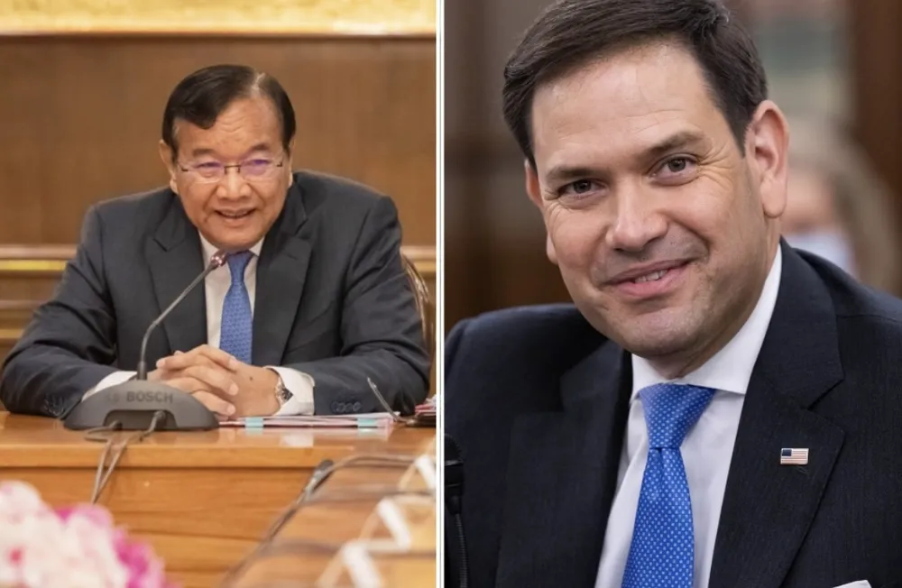 Bộ trưởng Ngoại giao và Hợp tác quốc tế Campuchia Prak Sokhonn và Ngoại trưởng Mỹ Marco Rubio. Ảnh: PHNOM PENH POST Screenshot 2025-07-28 at 06.12.25.png