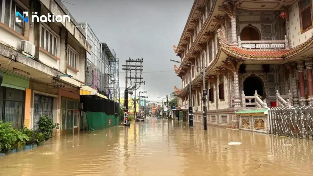 Nước lũ dâng cao vào cuối tháng 11 tại khu vực miền Nam Thái Lan. Ảnh: NATION 