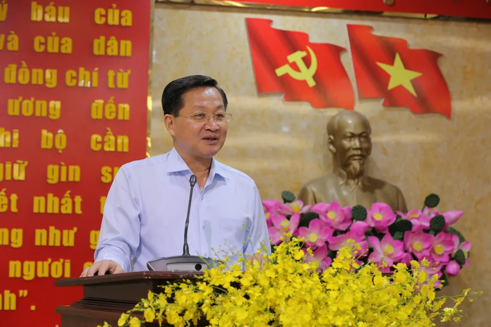 Phó Thủ tướng Lê Minh Khái phát biểu tại buổi làm việc