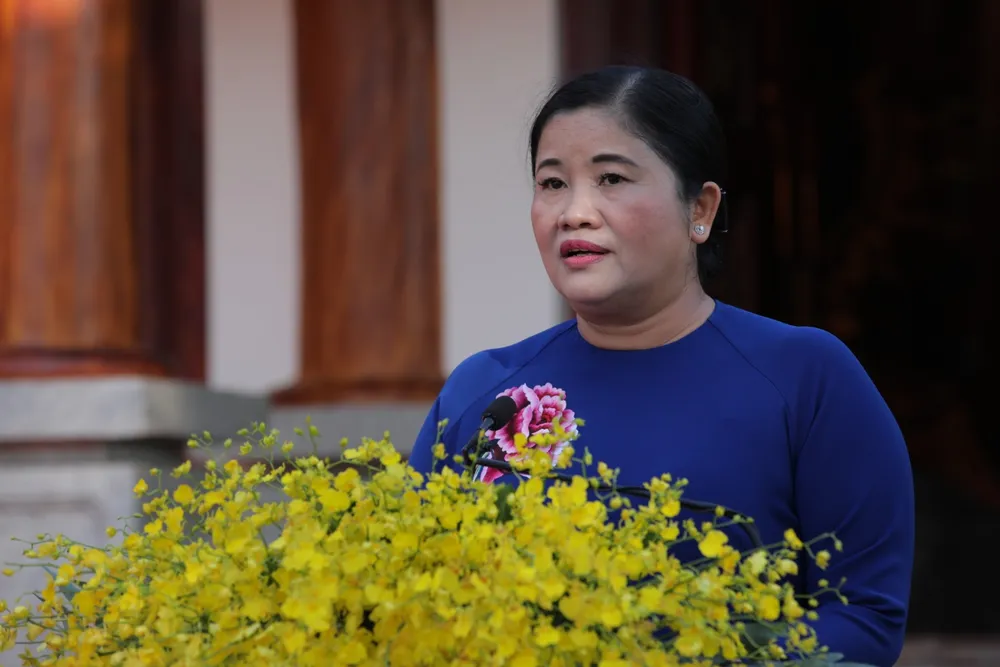 Chủ tịch UBND tỉnh Bình Phước Trần Tuệ Hiền phát biểu tại buổi lễ Chủ tịch UBND tỉnh Bình Phước Trần Tuệ Hiền phát biểu tại buổi lễ