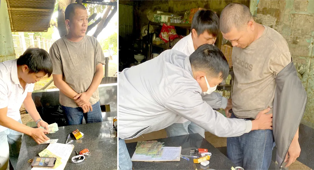 Lực lượng chức năng bắt quả tang và khám xét người đối với Trần Hồng Tiến - Công an tỉnh Đồng Nai 1.jpg