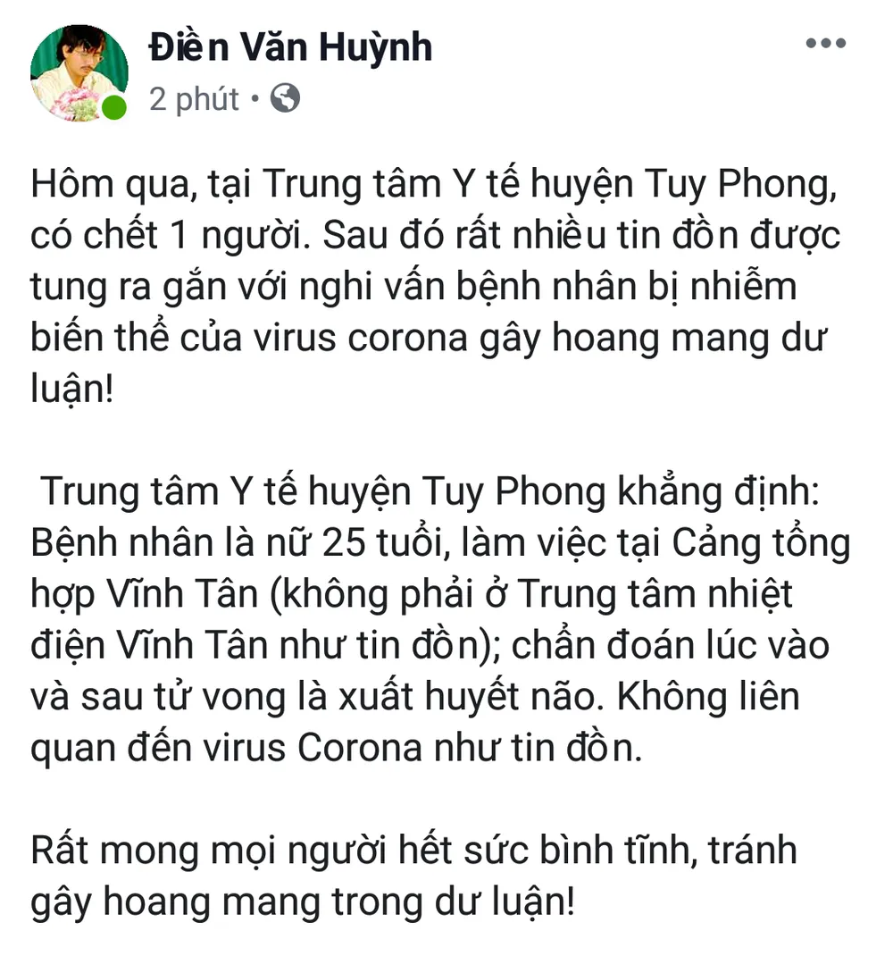 Chủ tịch huyện lên Facebook trấn an người dân về tin đồn sai lệch Covid-19 ảnh 1