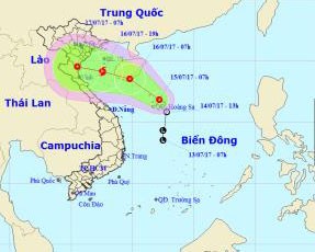 The direction of the tropical depression at 9 a.m. on July 15 (Photo: SGGP)