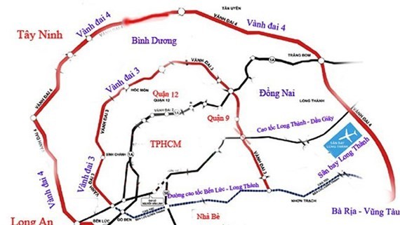 The second red line from outside to inside is the ring road No. 3 