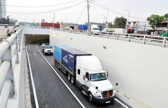 The tunnel under My Thuy intersection has been opened to traffic after eight months of construction (Photo: SGGP)