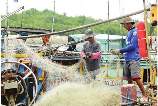 Fishing boats anchor at a shelter in Ba Ria-Vung Tau province