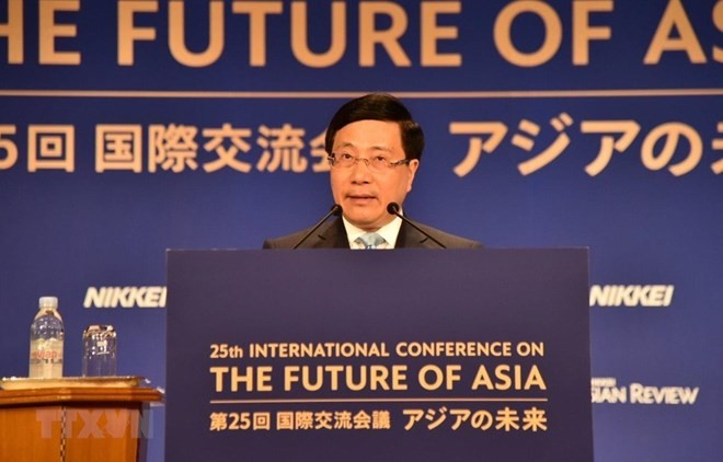 Deputy Prime Minister and Foreign Minister Pham Binh Minh speaks at the 25th International Conference on the Future of Asia (Source: VNA)