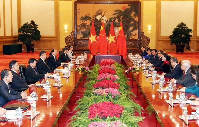 While in Beijing, NA Chairwoman Nguyen Thi Kim Ngan holds talks with Chairman of the Standing Committee of the National People’s Congress of China Li Zhanshu. (Photo: VNA)