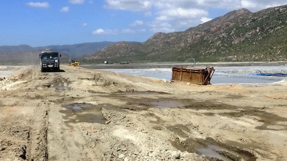 Ash and coal slag accumulated at Vinh Tan Power Center