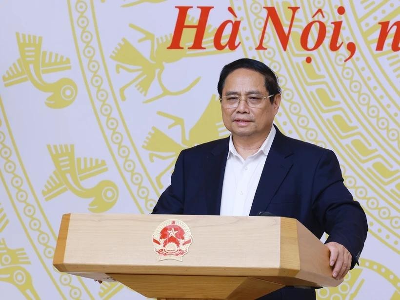 Prime Minister Pham Minh Chinh speaks at the national conference on the organisation of the high school graduation examination on June 18. (Photo: VNA) pham-minh-chinh-1.jpg