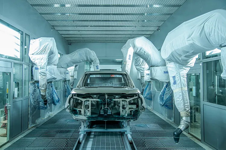 Quy trình sản xuất, lắp ráp tại Ford Việt Nam được thực hiện hoàn toàn tự động bằng robot Quy trình sản xuất, lắp ráp tại Ford Việt Nam được thực hiện hoàn toàn tự động bằng robot
