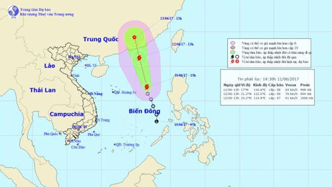 Xuất hiện cơn bão số 1 năm 2017 