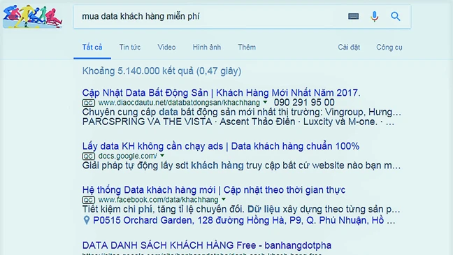 Tra cứu trên mạng dễ dàng tìm thấy rất nhiều trang web công khai rao bán thông tin cá nhân