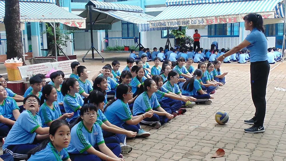 Giờ học giáo dục thể chất của một trường THCS tại TPHCM