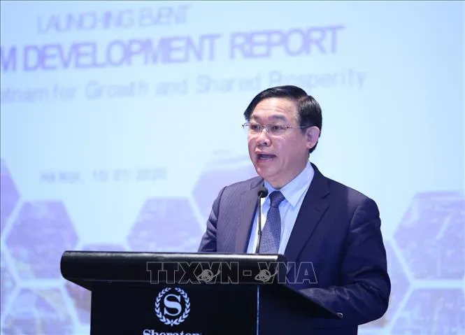 Phó Thủ tướng Vương Đình Huệ phát biểu tại hội nghị. Ảnh: TTXVN