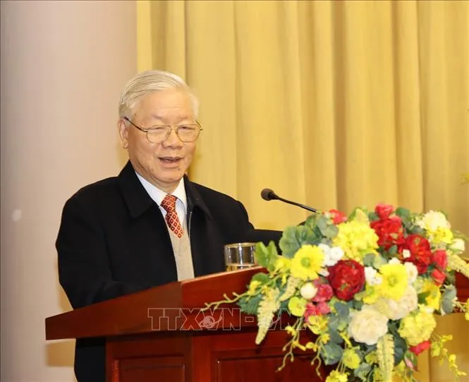 Tổng Bí thư, Chủ tịch nước Nguyễn Phú Trọng phát biểu tại hội nghị. Ảnh: TTXVN