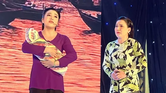 Thí sinh Trần Kim Soan thi diễn trích đoạn Biển mặn tình người. Ảnh: THÚY BÌNH Thí sinh Trần Kim Soan thi diễn trích đoạn Biển mặn tình người. Ảnh: THÚY BÌNH