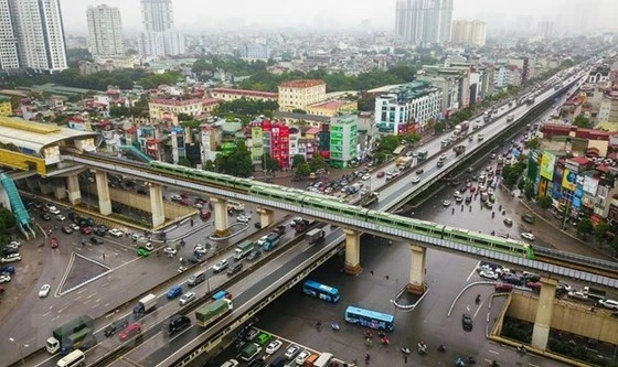  Tàu điện Cát Linh - Hà Đông. Ảnh: TTXVN