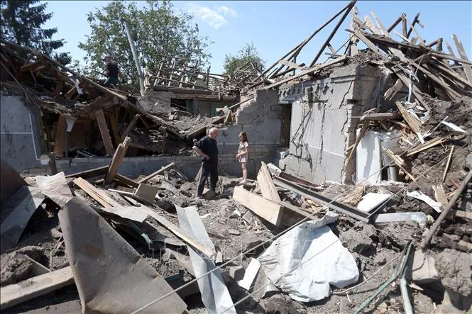 Nhiều ngôi nhà bị phá hủy tại Kramatorsk, Ukraine ngày 14-6-2023. Ảnh: AFP/TTXVN Nhiều ngôi nhà bị phá hủy tại Kramatorsk, Ukraine ngày 14-6-2023. Ảnh: AFP/TTXVN