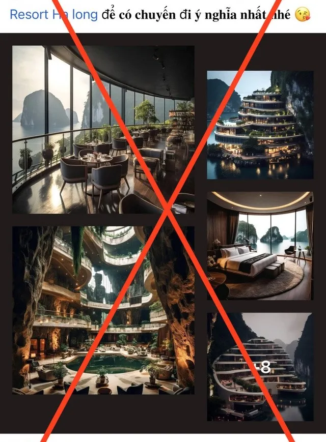 Hình ảnh giả mạo về một khách sạn rất đẹp giữa vịnh Hạ Long trên mạng xã hội Hình ảnh giả mạo về một khách sạn rất đẹp giữa vịnh Hạ Long trên mạng xã hội