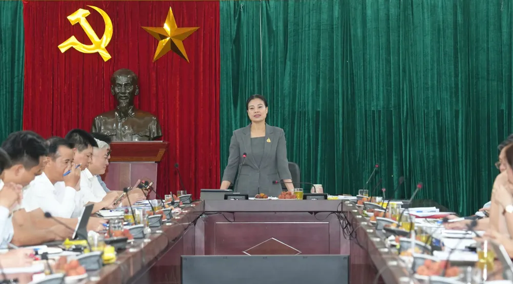 Bà Bạch Liên Hương, Giám đốc Sở Văn hóa và Thể thao Hà Nội phát biểu tại buổi làm việc