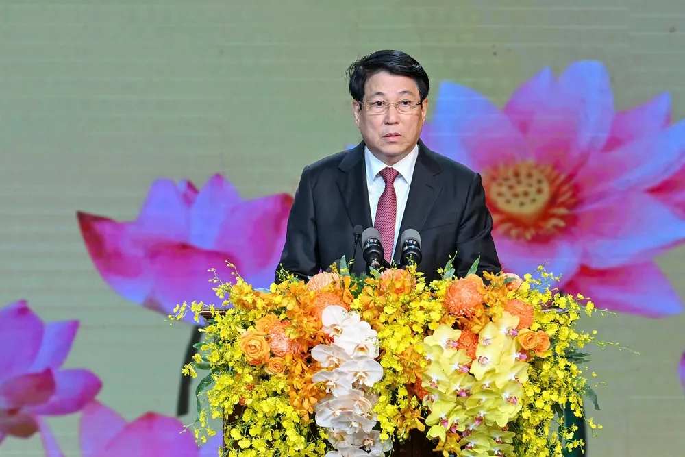 Chủ tịch nước Lương Cường phát biểu tại buổi lễ. Ảnh: VIẾT CHUNG IMG_20250630_100112.jpg