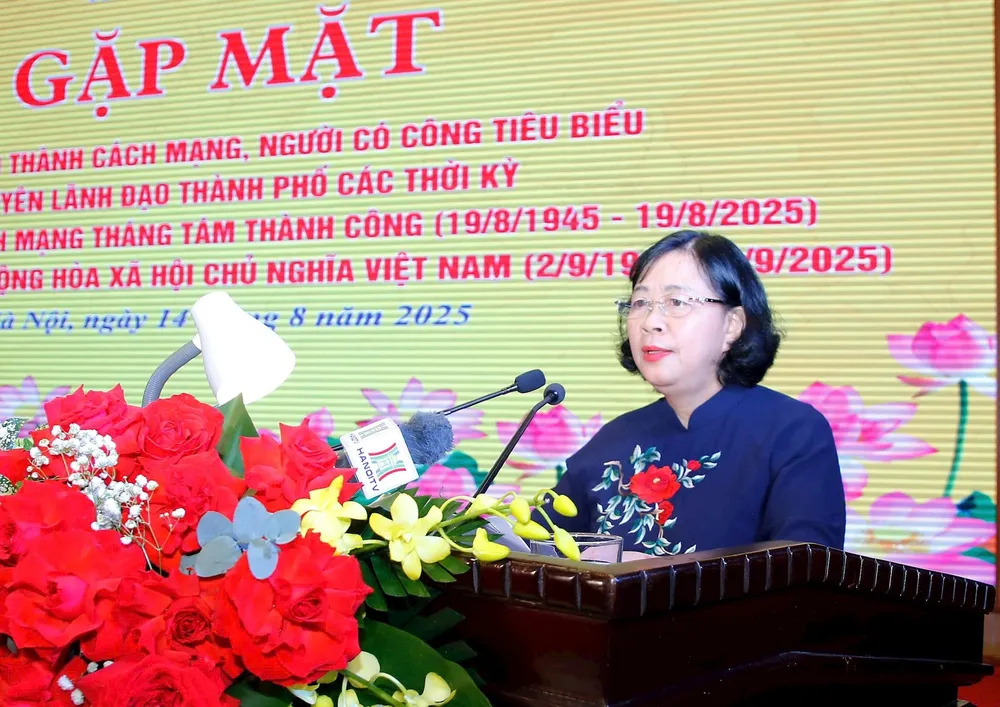 Đồng chí Bùi Thị Minh Hoài, Bí thư Thành ủy TP Hà Nội phát biểu tại buổi gặp mặt 1.jpeg