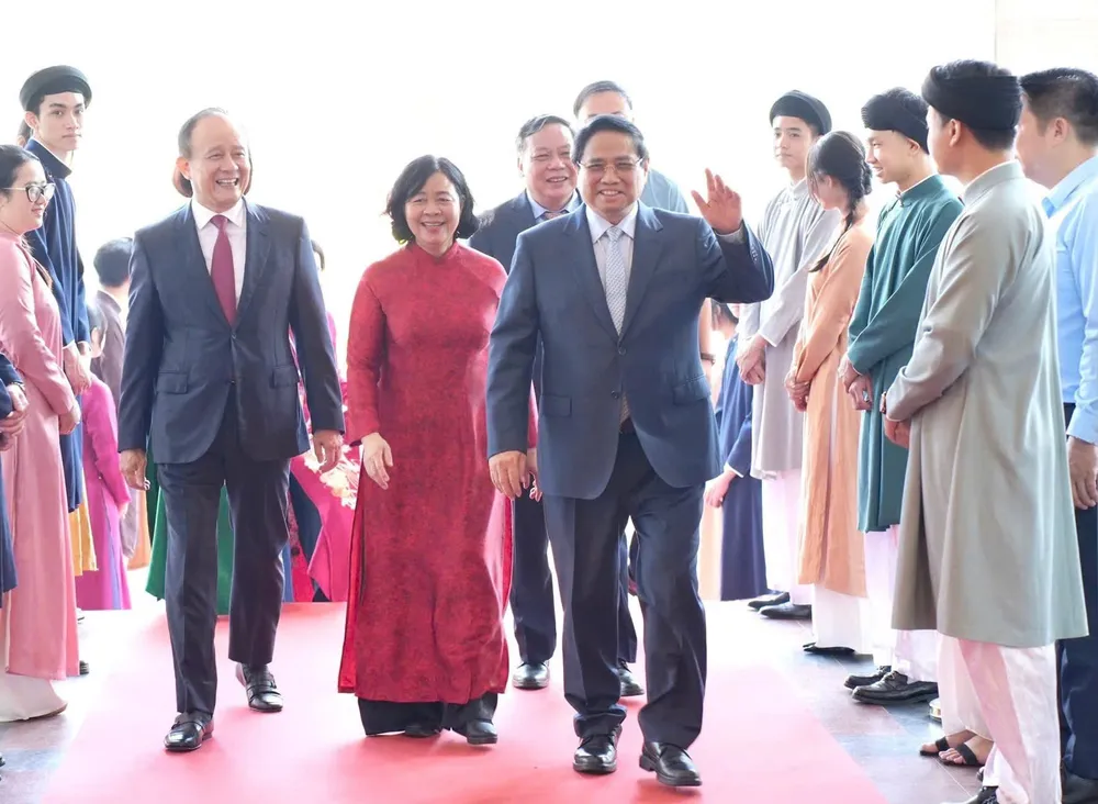 Thủ tướng Phạm Minh Chính tới dự Đại hội thi đua yêu nước TP Hà Nội. Ảnh: VIẾT CHUNG z7100636789891_f71331fb1998db1f478703b0c91fa066.jpg