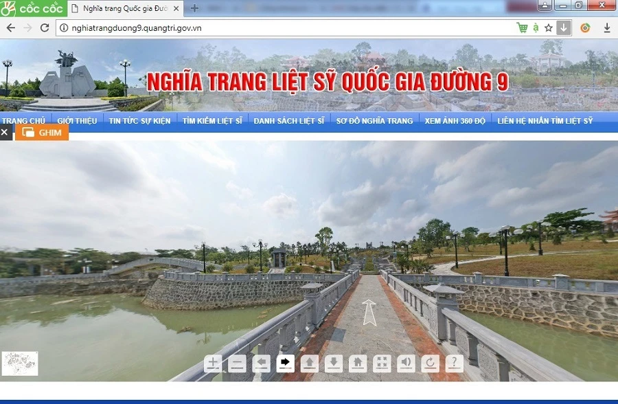 Giao diện Website Nghĩa trang liệt sỹ quốc gia Đường 9 tại địa chỉ http://nghiatrangduong9.quangtri.gov.vn