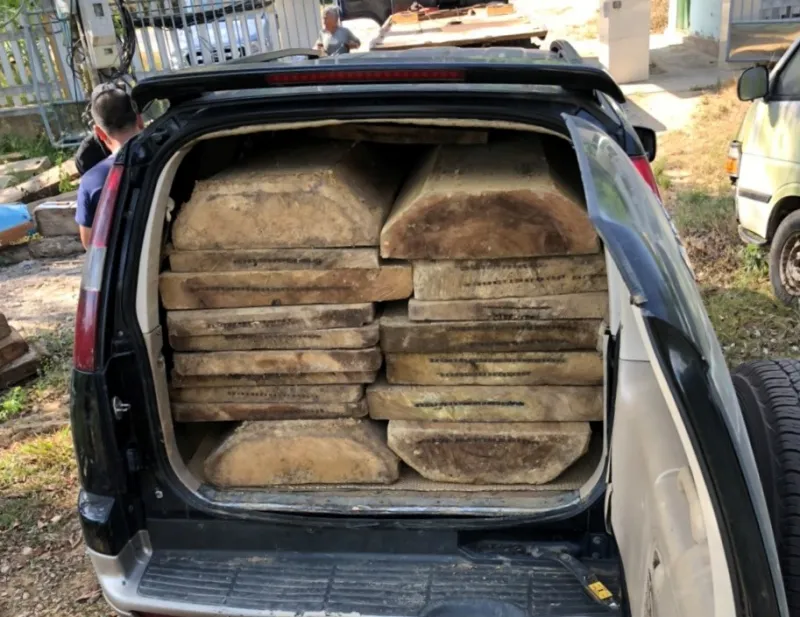 Tịch thu ô tô biển số giả vận chuyển 18 phách gỗ lậu  ảnh 2